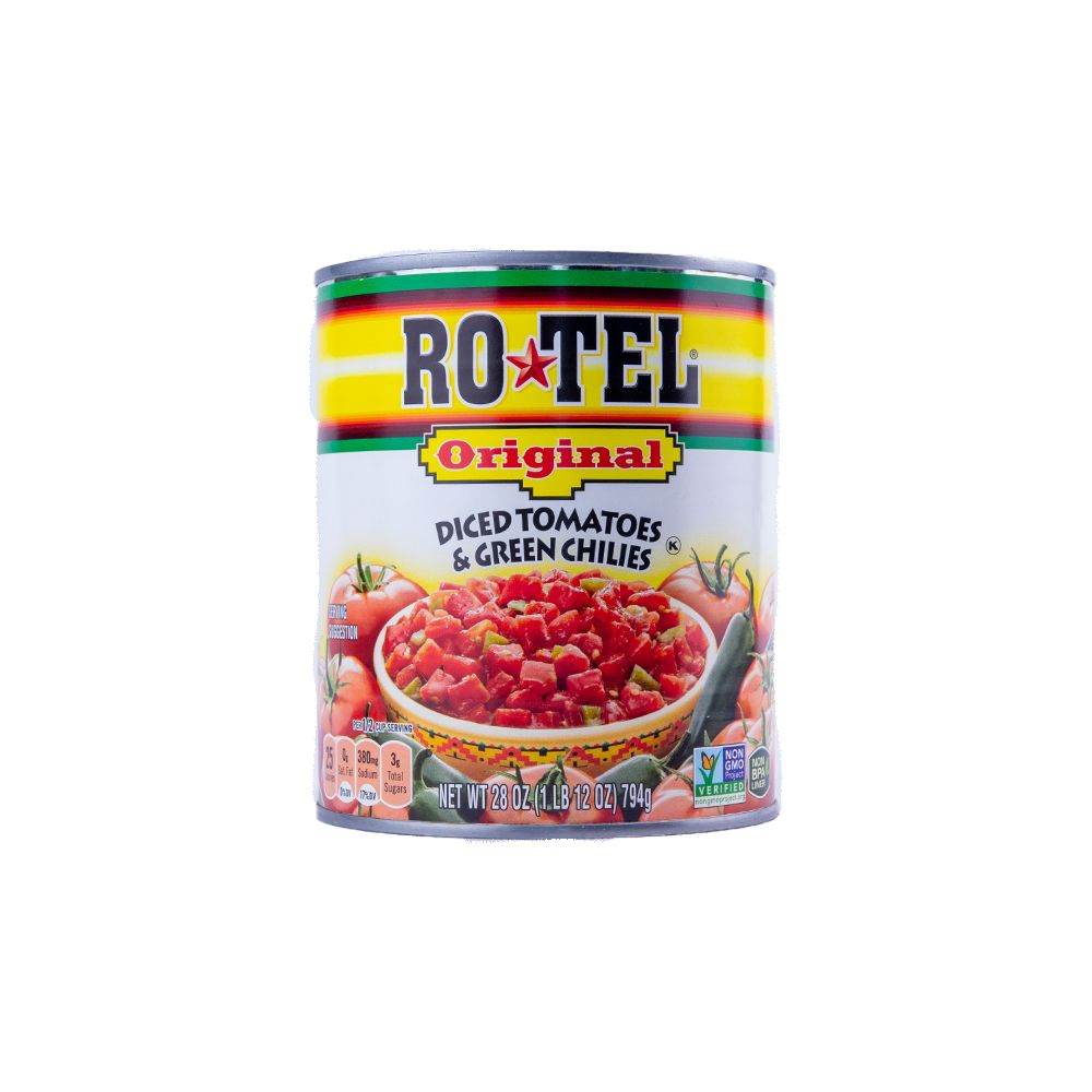 Tomato Diced WGreen Chili Rotel 28 Oz C122