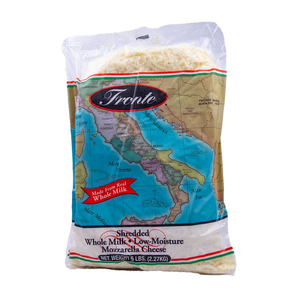 Cheese Mozzarella Shredded Whole Milk 5 Lb Fronte C20 