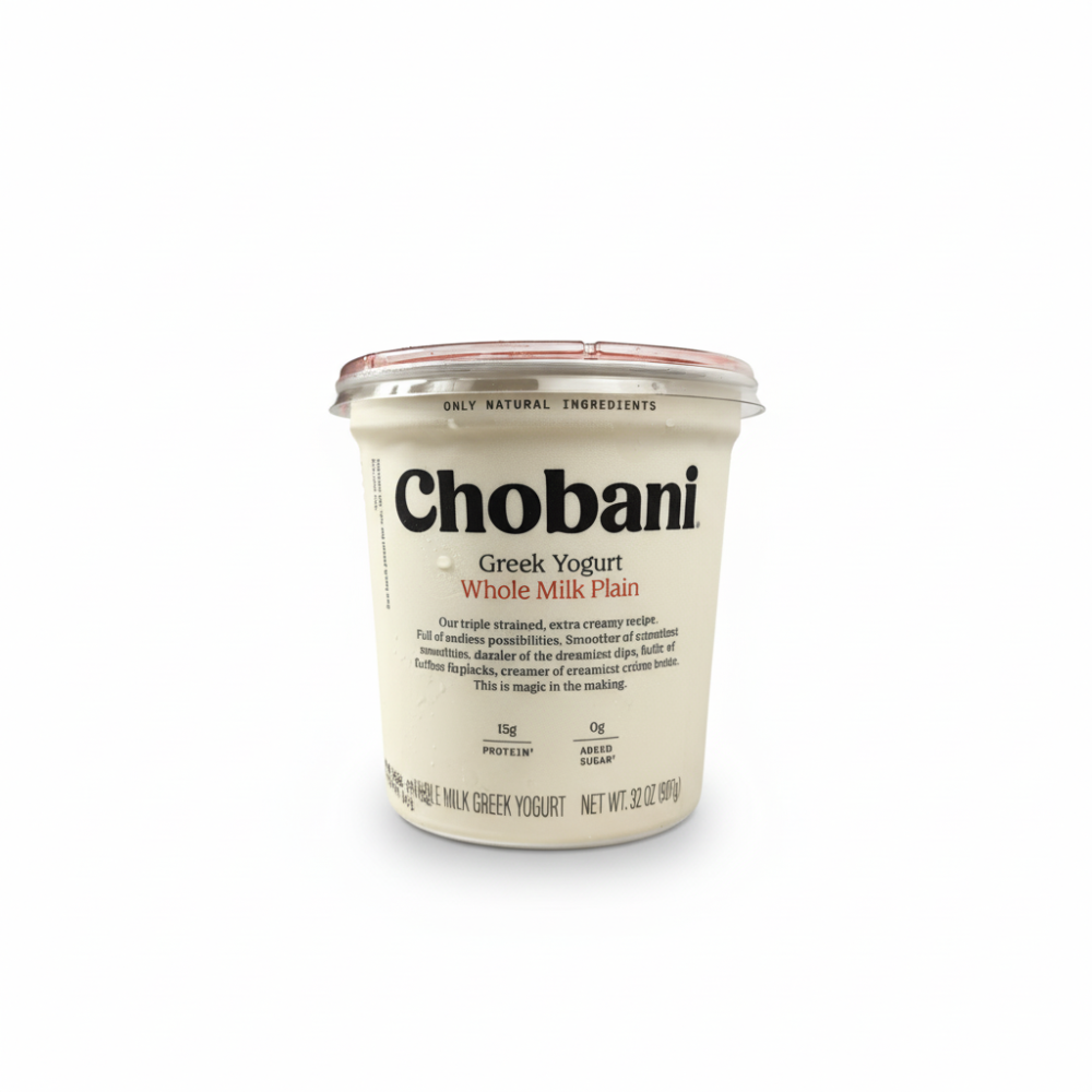 Yogurt Greek Plain 5% Whole Milk 32 Oz Chobani C6