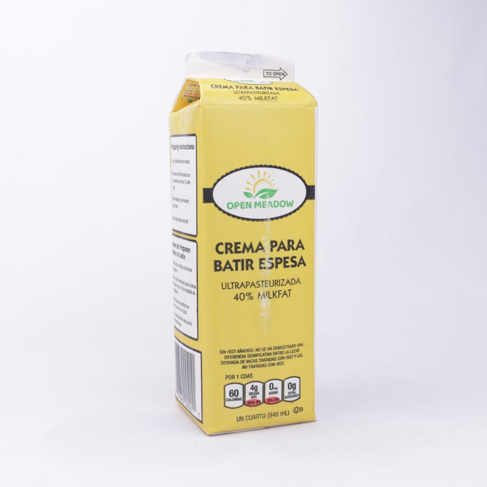 Cream Heavy Whipping 40 Percent ESL 1 Qt CBI C12