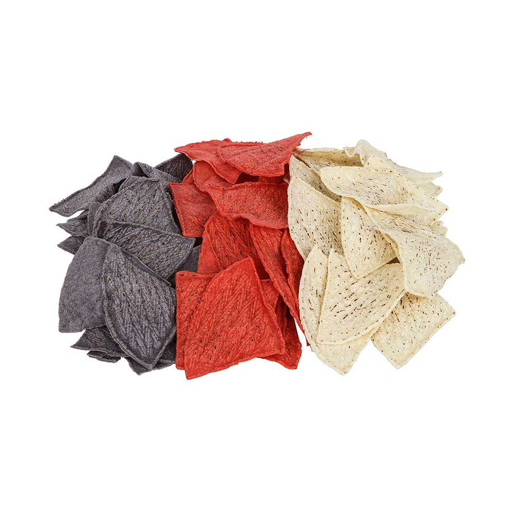 Tortilla Chip Tri Colored Raw 1/4 cut 4 lb C6
