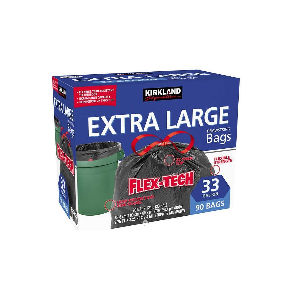 Kirkland Signature Flex-Tech Ds Trash Bag 33 Gal 90 Ct