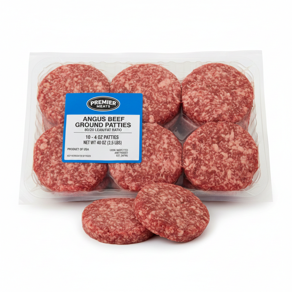 Beef Ground Patty Angus 80 20 40 4 Oz C10