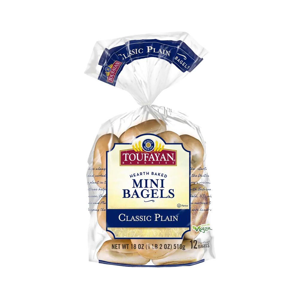 Toufayan Mini Bagels Plain 18 Oz C14