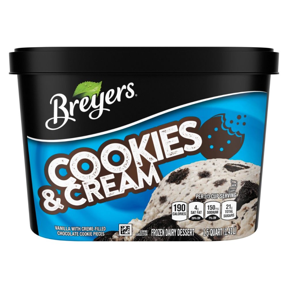 Iced Cream, Breyers Coockies And Cream 16 Oz C8