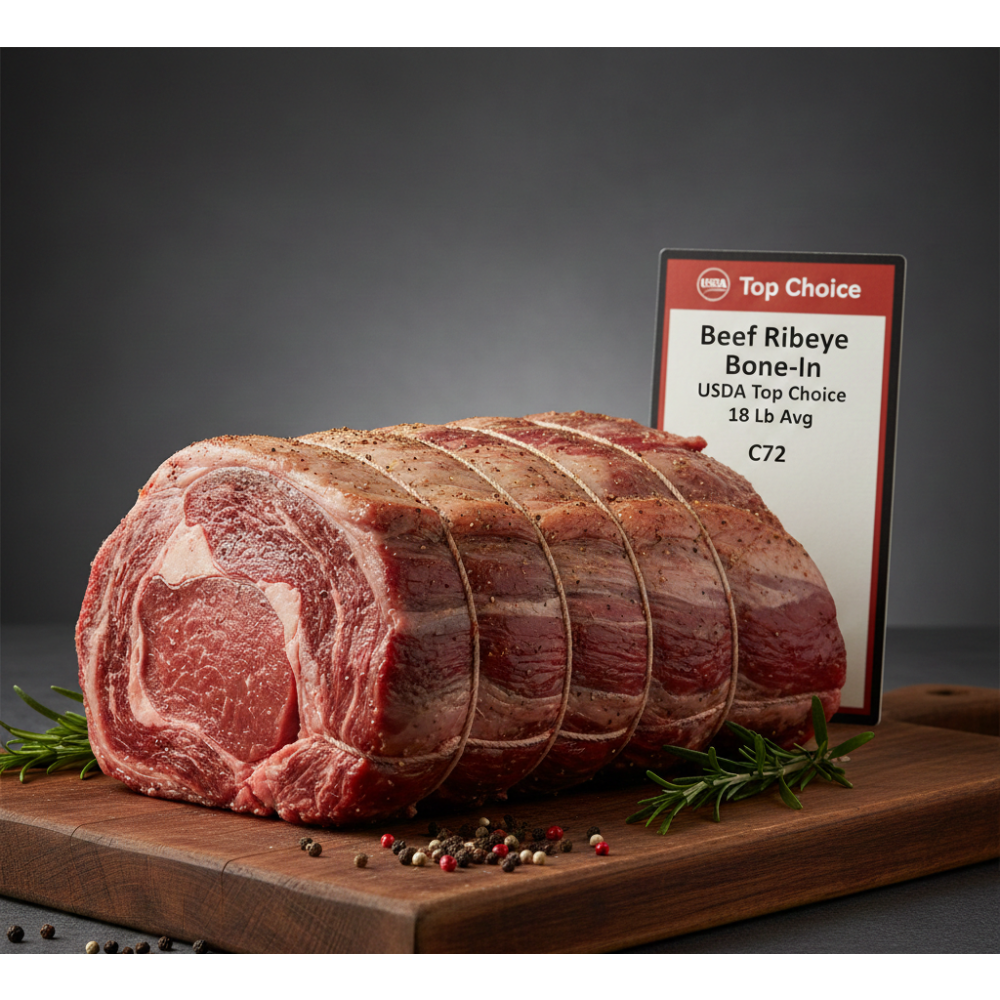 Beef Ribeye Bone-In USDA Top Choice 18 Lb Avg C72