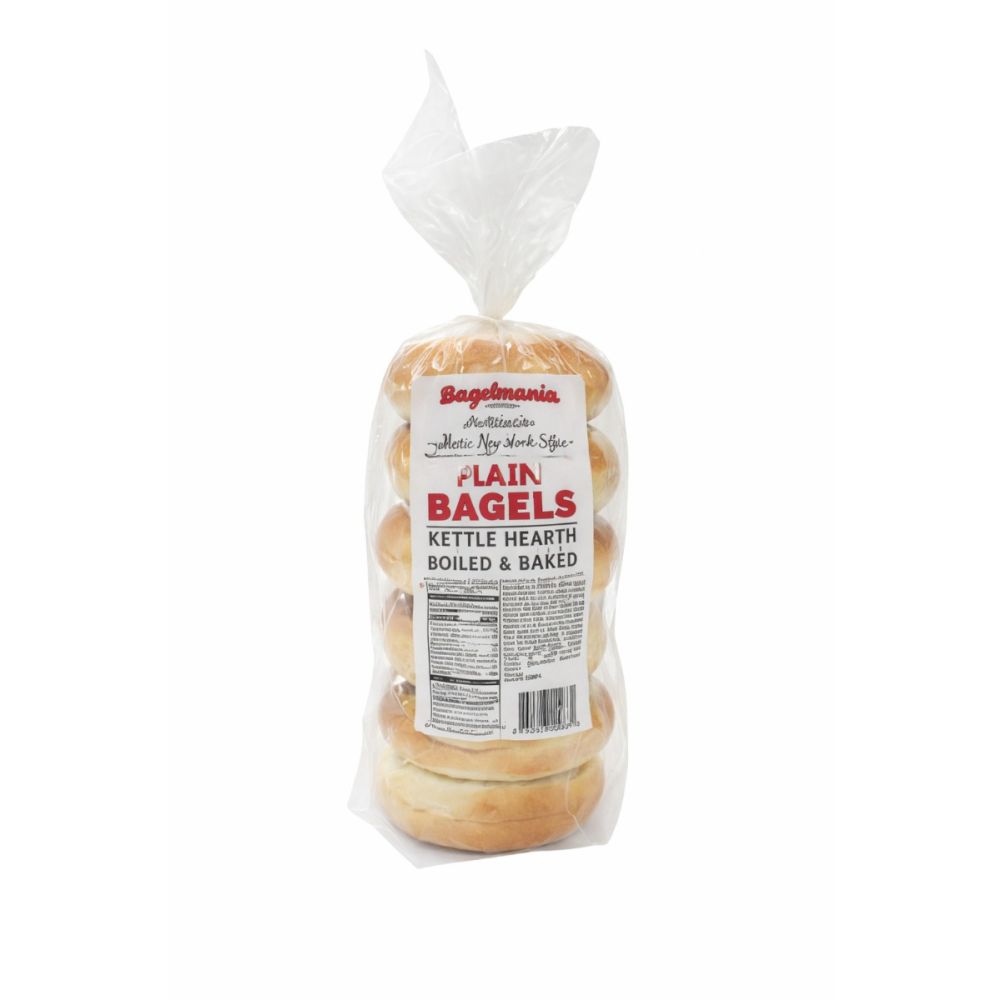 Bread Bagels plain Bagelmania 6 count