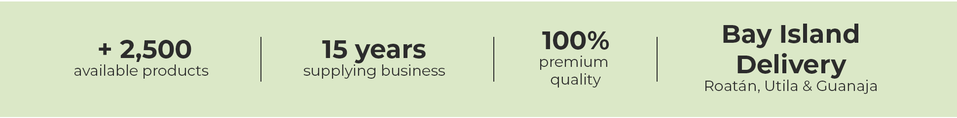 Wholesale food supplier in Roatán with over 2,500 products, 15 years of experience, premium quality and Bay Islands delivery