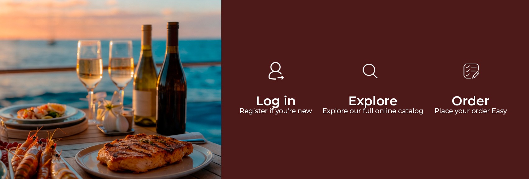 Online wholesale food ordering in Roatán with fresh seafood, gourmet products and wine for restaurants, hotels and yachts