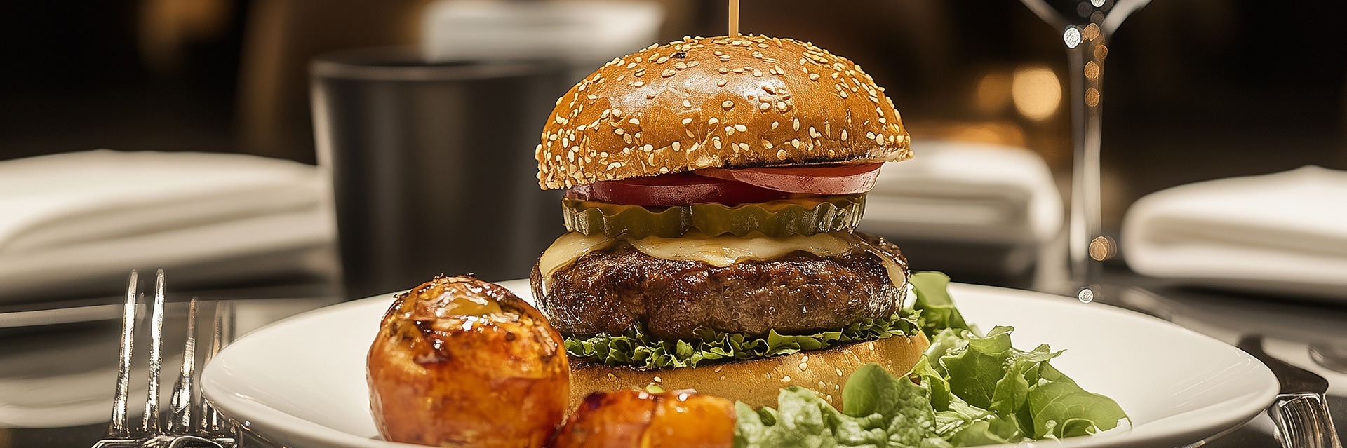 Gourmet beef burger with cheese and fresh ingredients from Roatan Provision